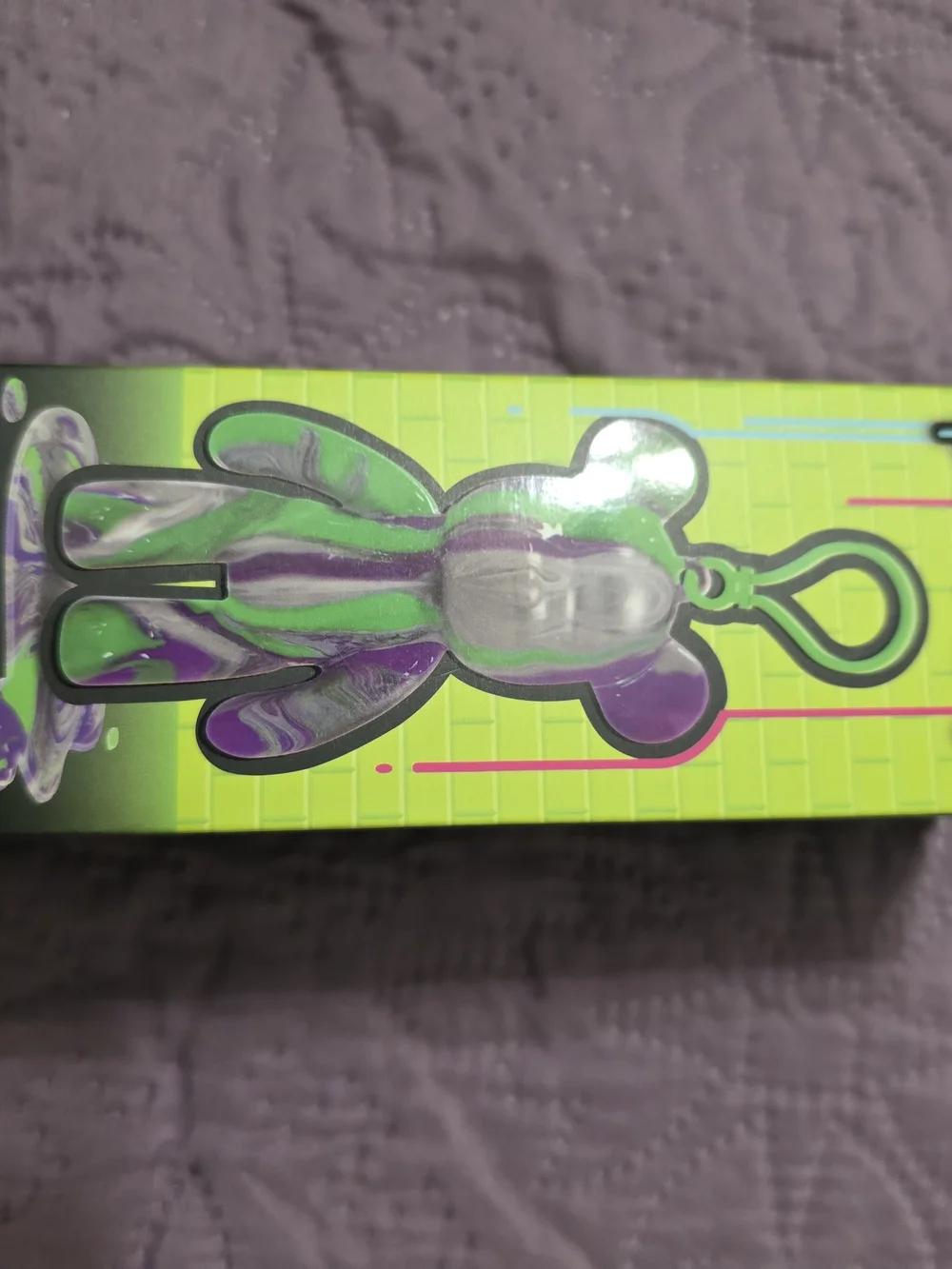 Paint-Your-Own Bear Key Ring - Purple & Green